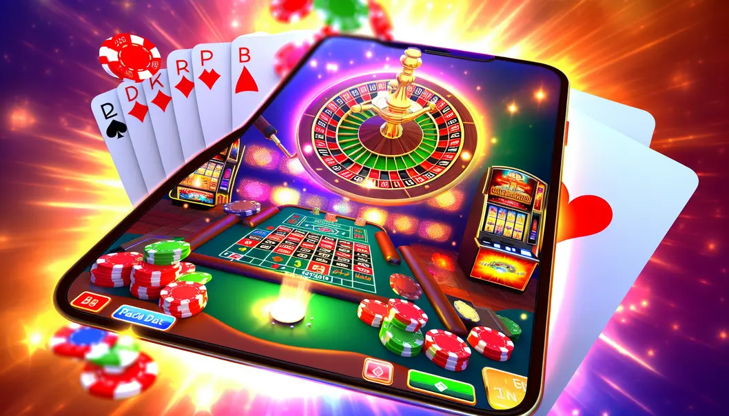 Showcasing the extensive game library and lively live casino environment on the Rajabets mobile app in India.