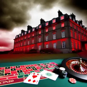 A realistic warning sign on a dark digital background symbolizing caution around Lucky Red Casino.
