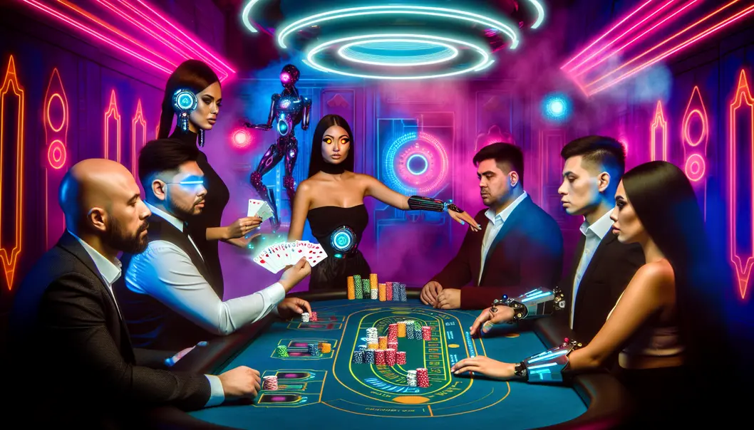 A dynamic cyberpunk city representing Decode Casino’s immersive, neon-lit gaming universe for high-risk enthusiasts.