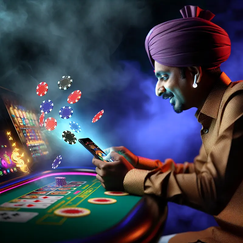 Indian users celebrating with smartphones after hitting jackpot wins in online casino games.
